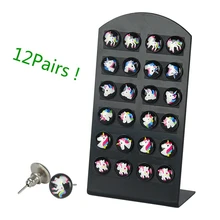 12 пар/компл. модная Милая пижама в виде животных Единорог серьги-гвоздики, серьги, ювелирное изделие для Для женщин Свадебная вечеринка подарки