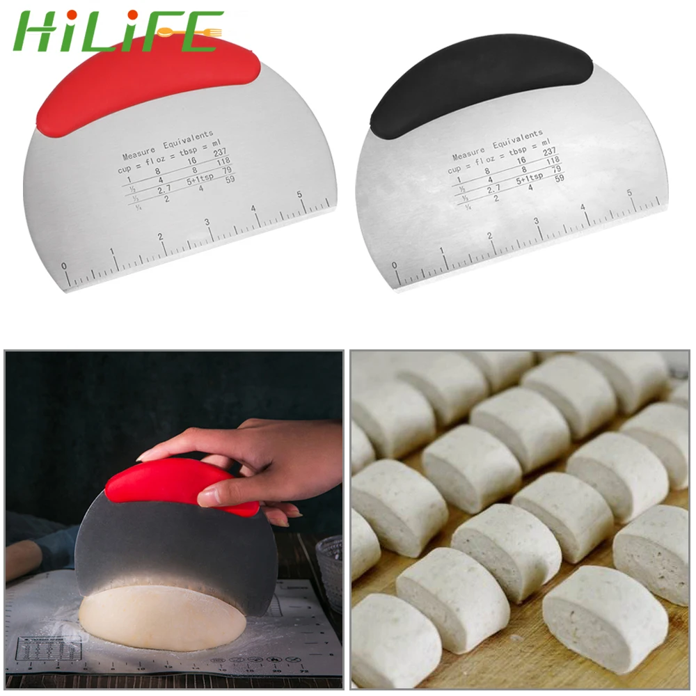  HILIFE Kitchen Accessories Spatula Bread Knife With Measurement Dough Cutter Scraper Stainless Stee