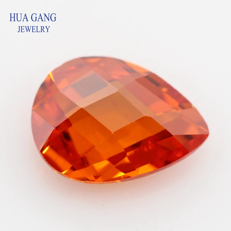 Orange CZ Stone Pear Shape Double CheckerBoard Synthetic Gems Cubic Zirconia For Jewelry 3x5~13x18mm Wholesale Free Shipping | Украшения и