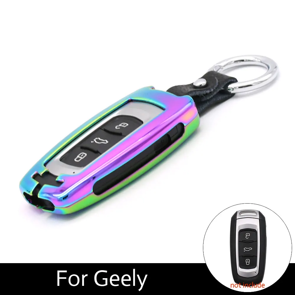 

ATOBABI Zinc Alloy Auto Smart Key Cover Case Fob Keychain Remote Shell Frame Holder For Geely Emgrand 3 Buttons Smart Keys