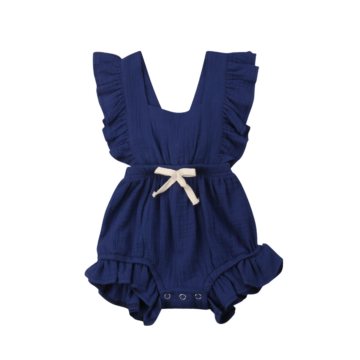 Focusnorm/ повседневный комбинезон с оборками для новорожденных девочек, однотонный комбинезон без рукавов, пляжный костюм - Цвет: Синий
