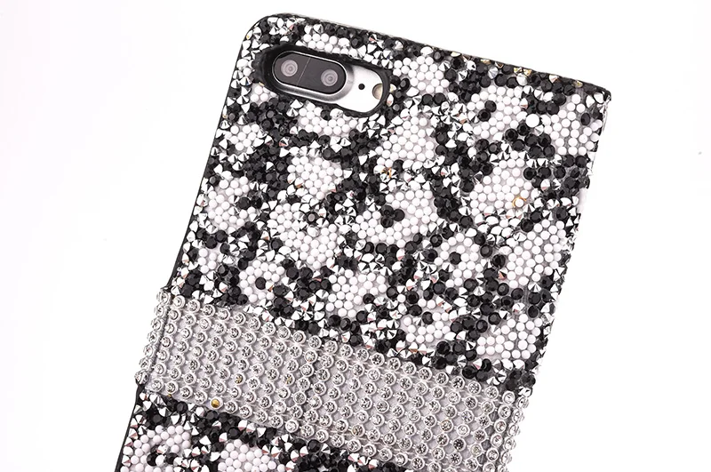 Leopard diamond rhinestone leather case iphone 6 6s 7 8 plus (30)