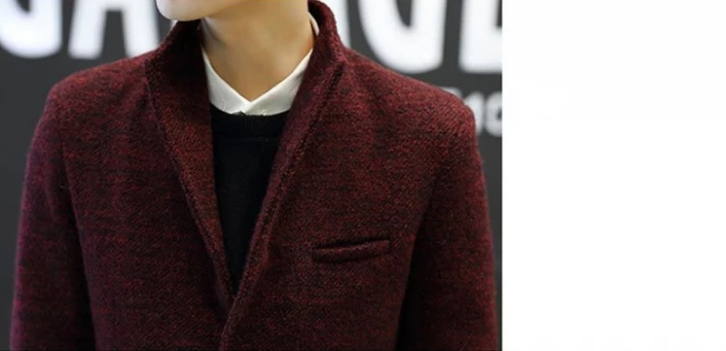 Осень Корейский мужской шерстяной тренчкот модный брендовый тонкий отложной воротник флисовая подкладка куртки размера плюс 5XL теплая верхняя одежда