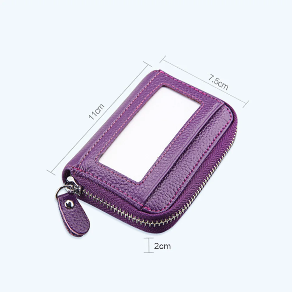 

Genuine Leather Zipper Credit Card Wallet RFID Cards Holder Protector ID Cards Window Wallet Bag MSJ99