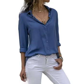 

Autumn New Women Shirts 2018 Solid Buton Full Sleeve Blouse 3XL Plus Size Solid Warm Spring Oversized Female Shirts Tops