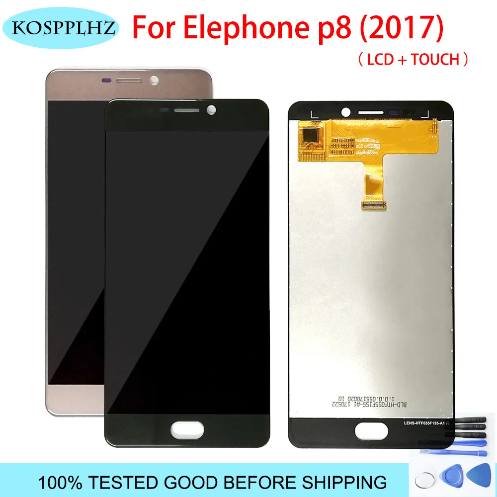 Продажа 5,5 черный для Elephone P8 2017 Полный ЖК дисплей + кодирующий преобразователь сенсорного экрана в сборе 100% протестированный новый для Elephone P8 (2017)