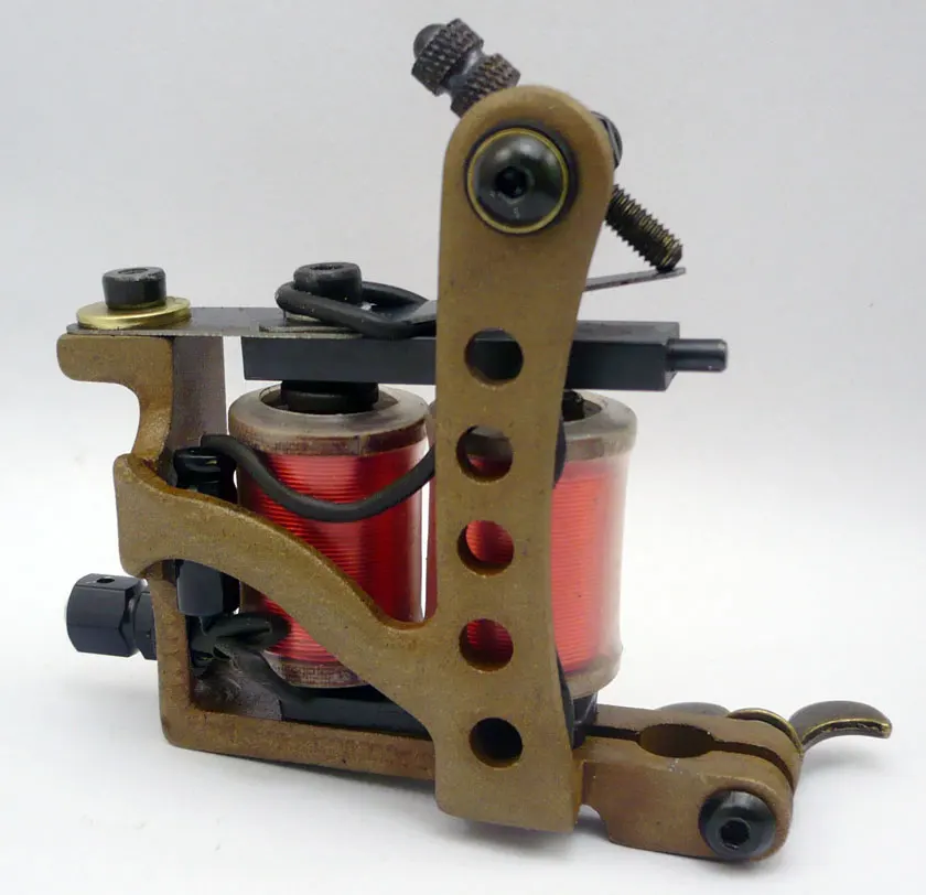 5Pcs/lot Professional Handmade Tattoo Machine 10 Wrap Coils Iron Cast Frame Custom Tattoo Gun