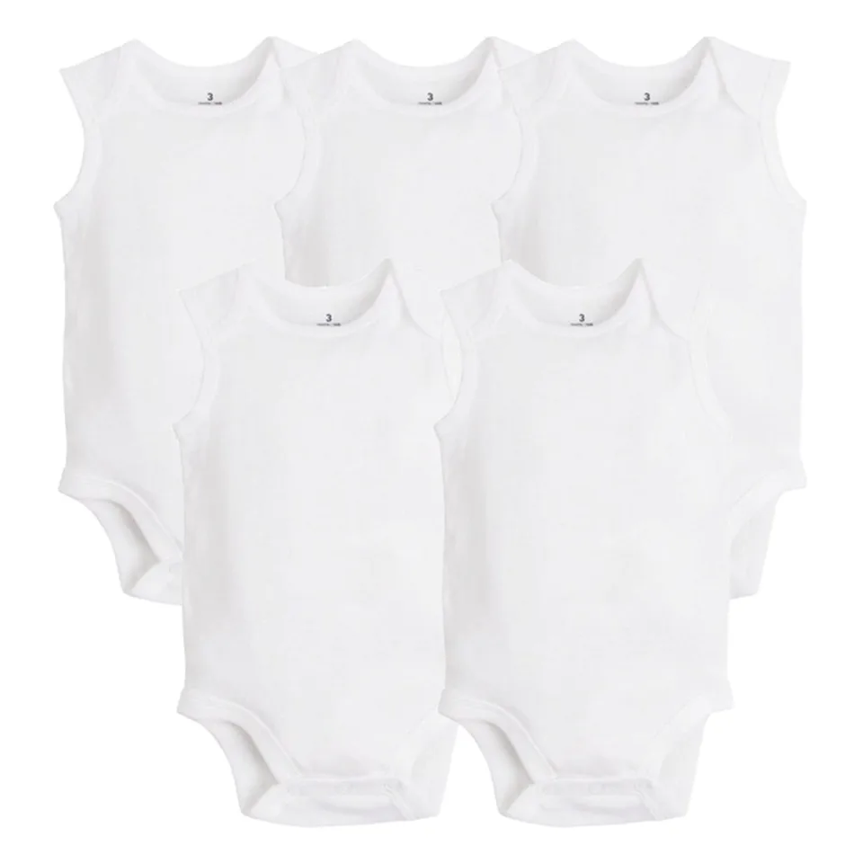 5 pçs/lote bebê recém-nascido roupas 2023 verão corpo do bebê bodysuits 100% algodão branco crianças macacões bebê menino menina roupas 0-24m