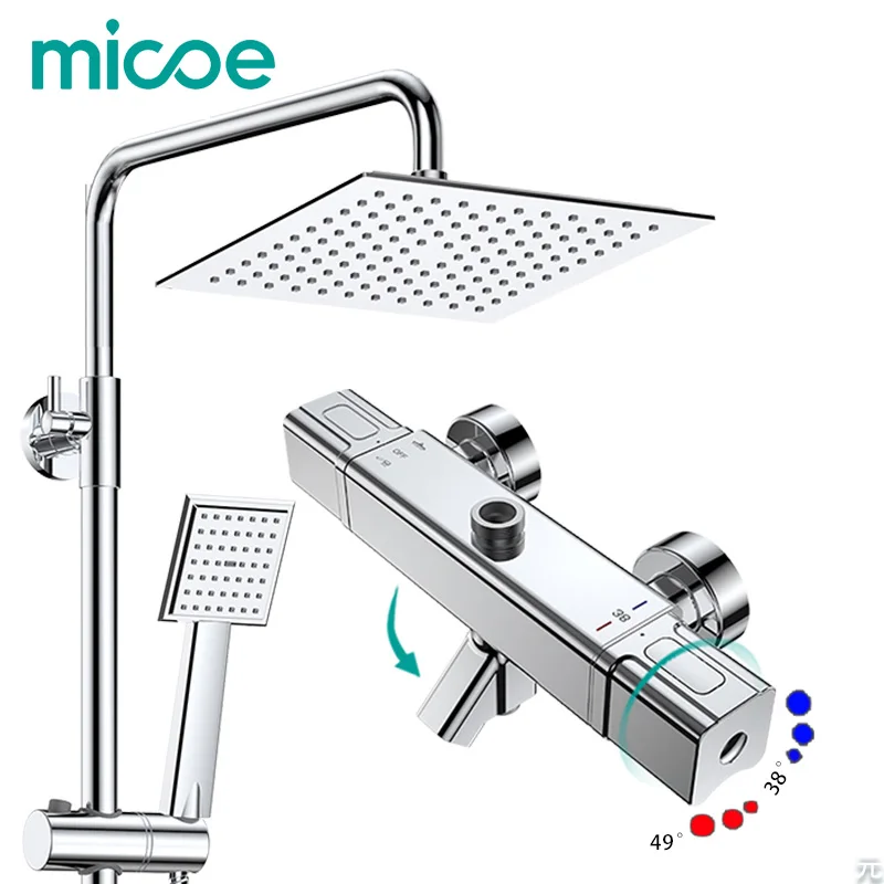 

Micoe shower set smart thermostat copper faucet large area water jet top spray ABS single function shower nozzle bathroom mixer