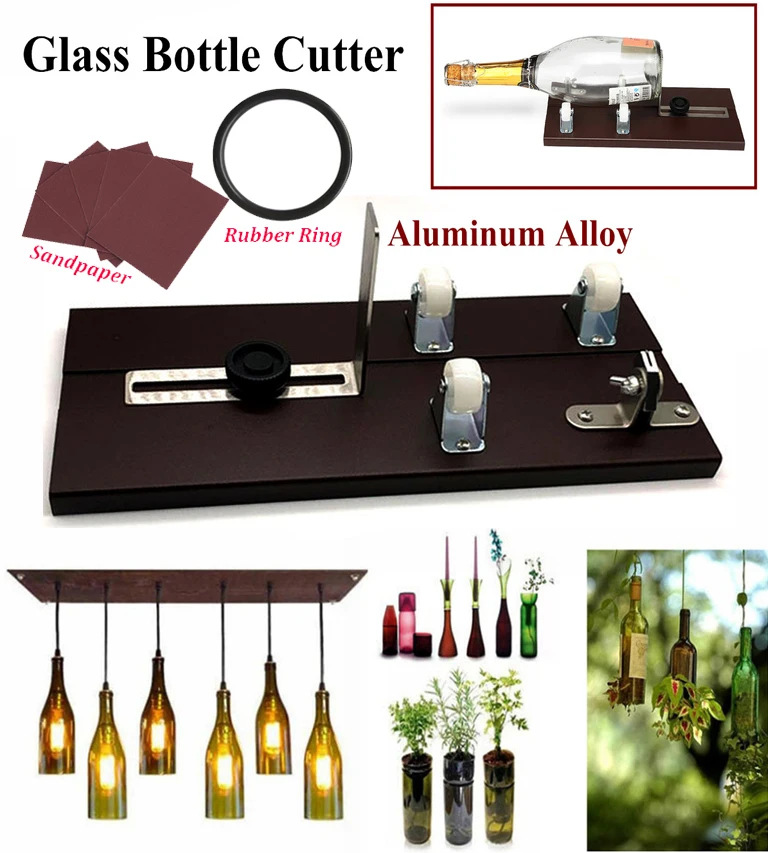 

Better Cutting Glass Bottle Cutter 3-10mm Aluminum Alloy Thickness Control Create Glass Sculptures Catchers Sturdier