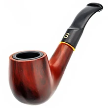 FS-9103 Abnehmbare Poliertem Holz Zigarette Rauchen Rohr Handgefertigten Schwarz Tabak Filter Pfeife Holz Klassischen Gebogenes Rohr