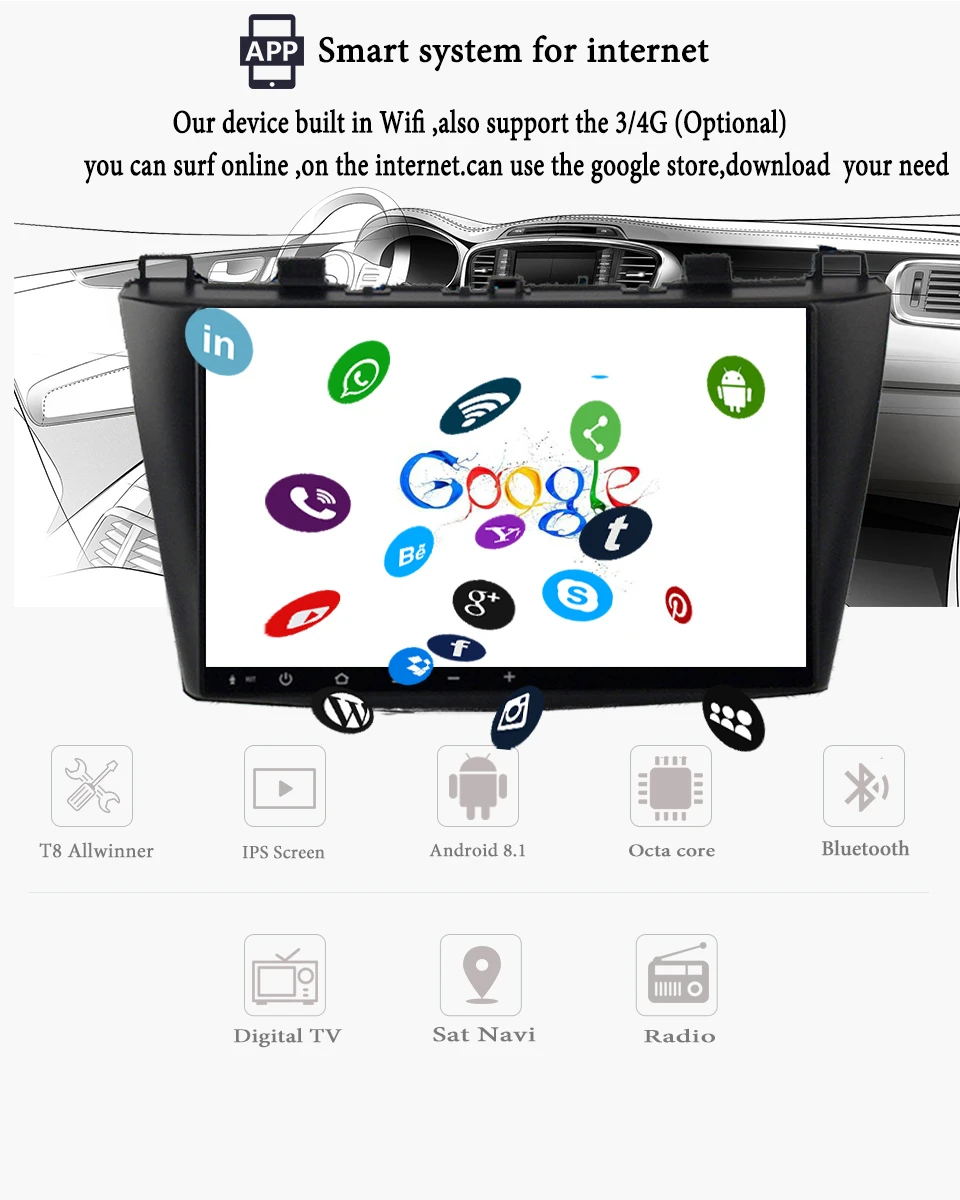 Perfect 4GB+64GB Android 9.1 9" Car GPS Navigation Radio Multimedia Player for 2009-2012 MAZDA 3 support DVR DAB+ TV tuner 4G Carplay 5