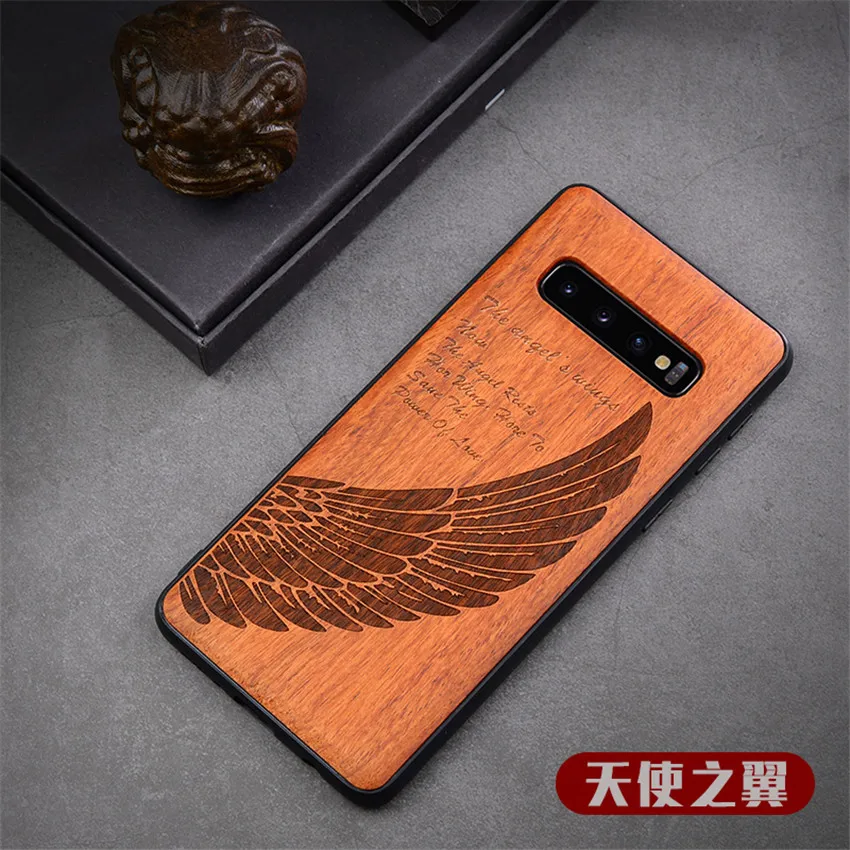 New Phone Case for Samsung s10 Samsung s10 plus Wood Back TPU Bumper Case For Samsung Galaxy s10 Phone Cover (16)