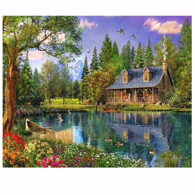 Lakeside кабина home decor diy алмаз картина полный алмазов вышивки картины стразами пейзаж wall art xsy