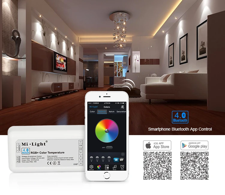 Mi light Bluetooth 4.0 RGB/RGBW/CW/WW LED Controller DC12V-24V RGB bluetooth controller for strips IOS/Android APP Controller
