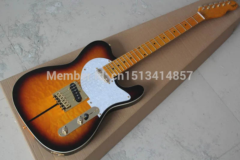 

Free shipping Chinese Factory Custom Shop 2015 100% NEW  Deluxe Solid maple TL guitar yellow color oem electric guitar  323