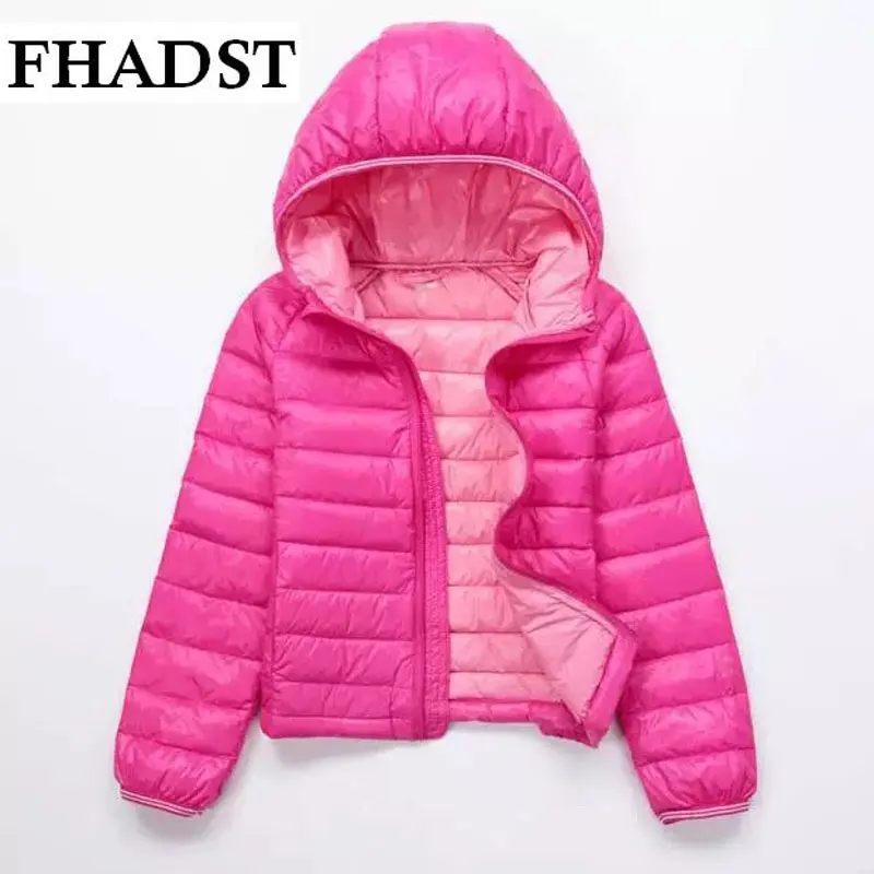 

FHADST Newest Fashion Baby Clothes Kids Girls And Boy Winter Pink Red Jacket Solid Down Parkas Zipper Hooded Children Outerwear