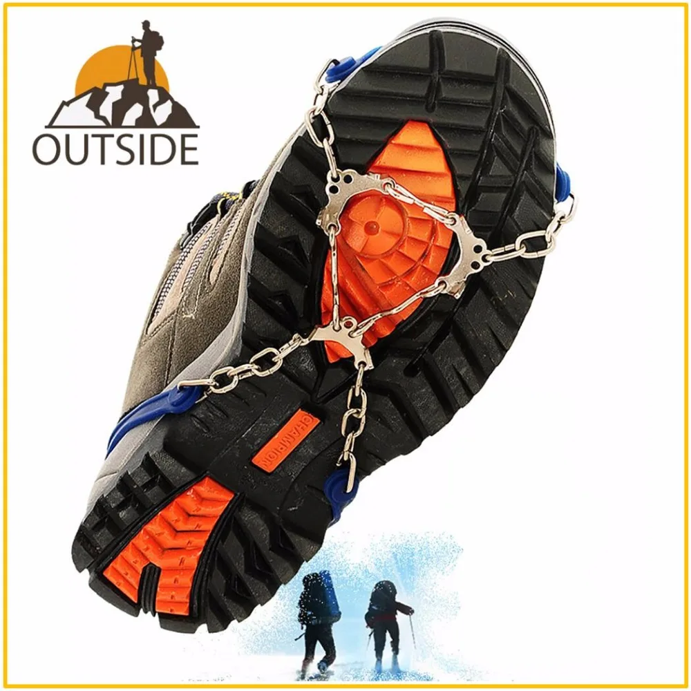 

2pcs 6-Teeth 3 Color Anti-Slip Ice Gripper Cleats Shoe Boot Grips Crampon Chain Spike Snow for Hiking Climbing Outdoor Sport