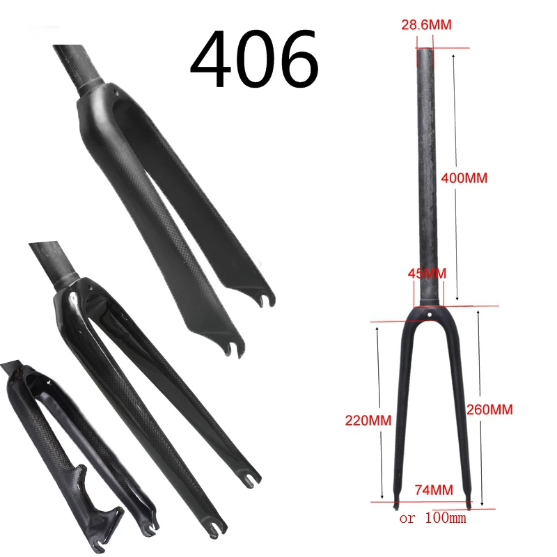 

Bicycle Fork 1-1/8 Fork Carbon fiber 406 Folding Cycling Bike Caliper brake Disc brake Forks 14/16inch 74mm 100mm