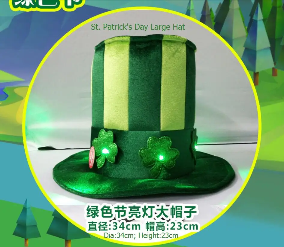 Arrvial взрослых светодиодный молния день Святого Патрика шляпа зеленый блестками ирландский день Святого Патрика Новинка Зеленый шляпа Вечерние - Цвет: Зеленый