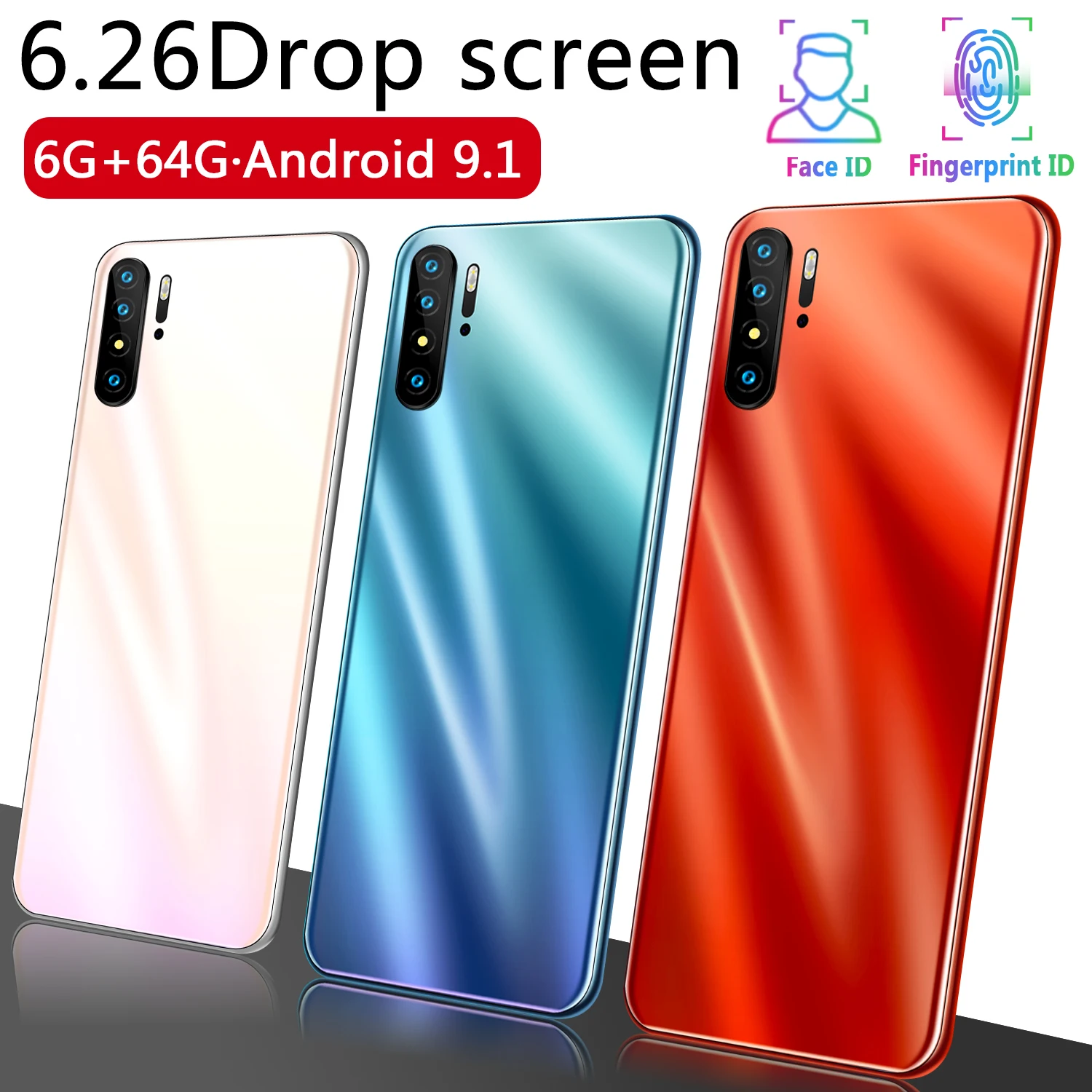 New Gobal Mobile Smart Android Phone P30 Pro 6.26'' HD Drop Screen 6GB+64GB CHAOAI 3g Smartphone