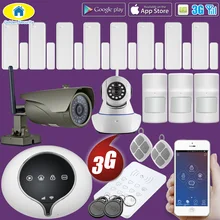 Golden Security 3G WCDMA GSM RFID Home Alarm System Outdoor IP Camera Wireless Security Pet Immune Sensor Alarm APP Control