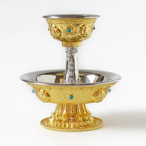 Чашка буддизма из нержавеющей стали, Тантрический обряд, чашка-хранитель, украшение для офиса, дома, стола - Цвет: Silver Cup