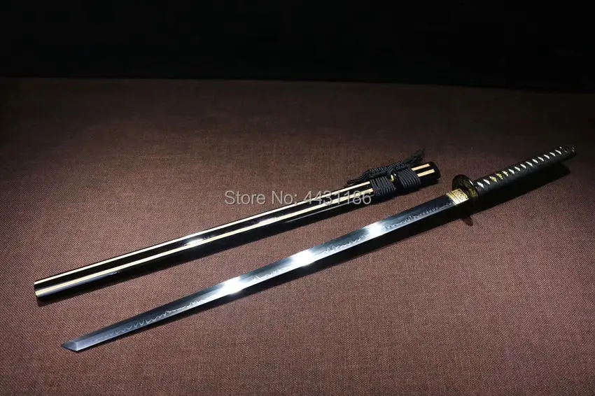 Nice Iron Fitting Fighting Knife Full Tang T10Steel Clay Tempered Blade Razor Sharp Ninja Straight Sword Japanese Samurai Katana