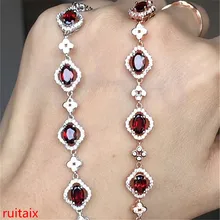 KJJEAXCMY fine jewelry 925 pure silver inlaid natural gem pomegranate stone women's bracelet jewelry fashion.mkoiu kjjeaxcmy fine jewelry 925 silver inlaid with natural gem pomegranate stone female plum flower cut ring silver jewelry female