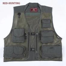 Новая летняя дышащая сетчатая жилетка мужские, быстросохнущие фотографы без рукавов куртка с несколькими карманами на открытом воздухе Поход Охота рыбы жилет