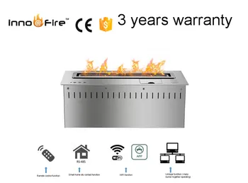 

18 inch Long Remote control intelligent wifi silver or black bio ethanol electric artificial fireplace