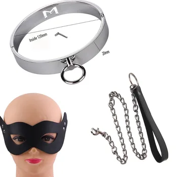 

Stainless Steel Metal Neck Collar Chastity Lock Traction Adult Slave Role Play For SM Couple Female Male Restraint Toys Bondage