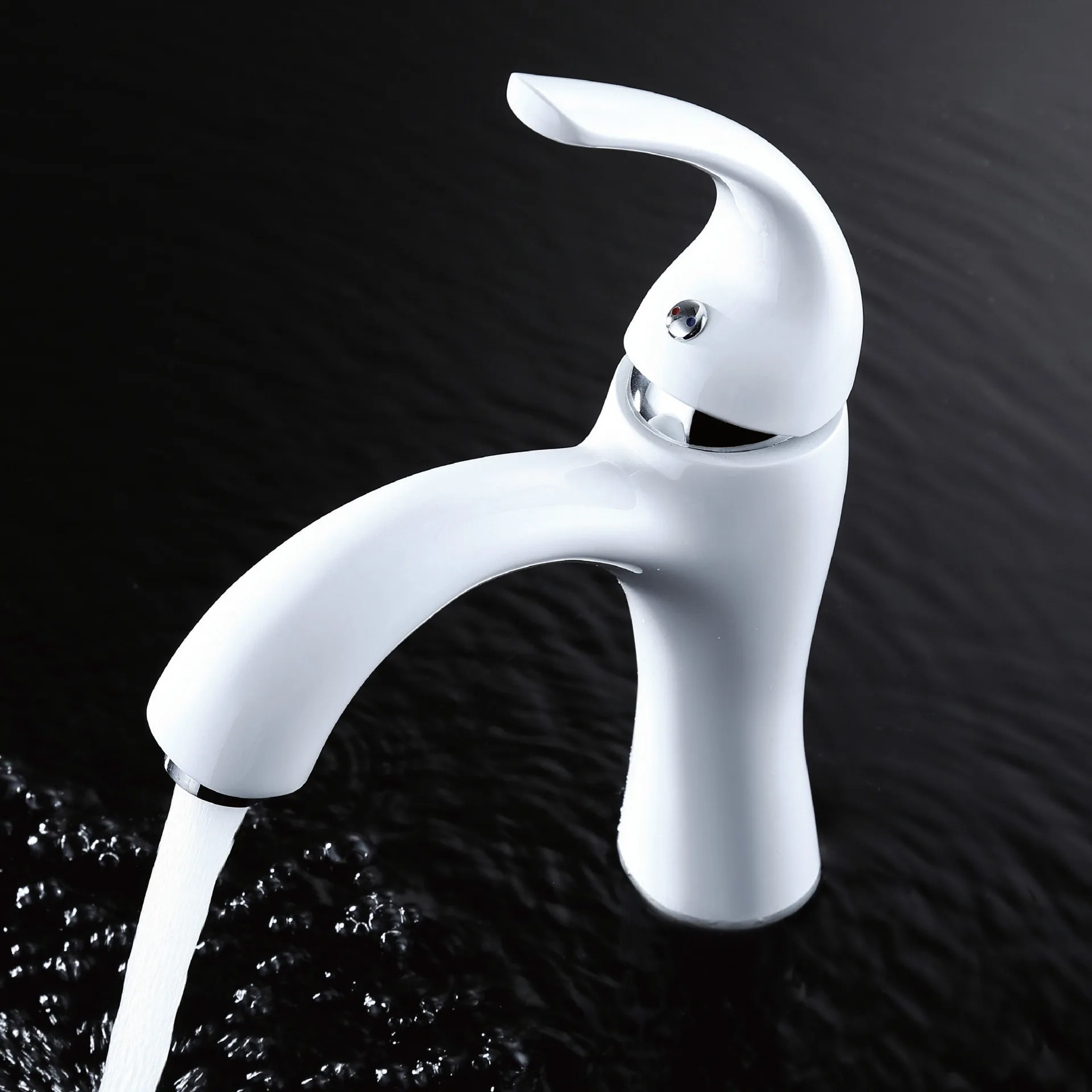 

Copper roast white lacquer basin faucet hot and cold water mixing faucet single handle single hole faucet