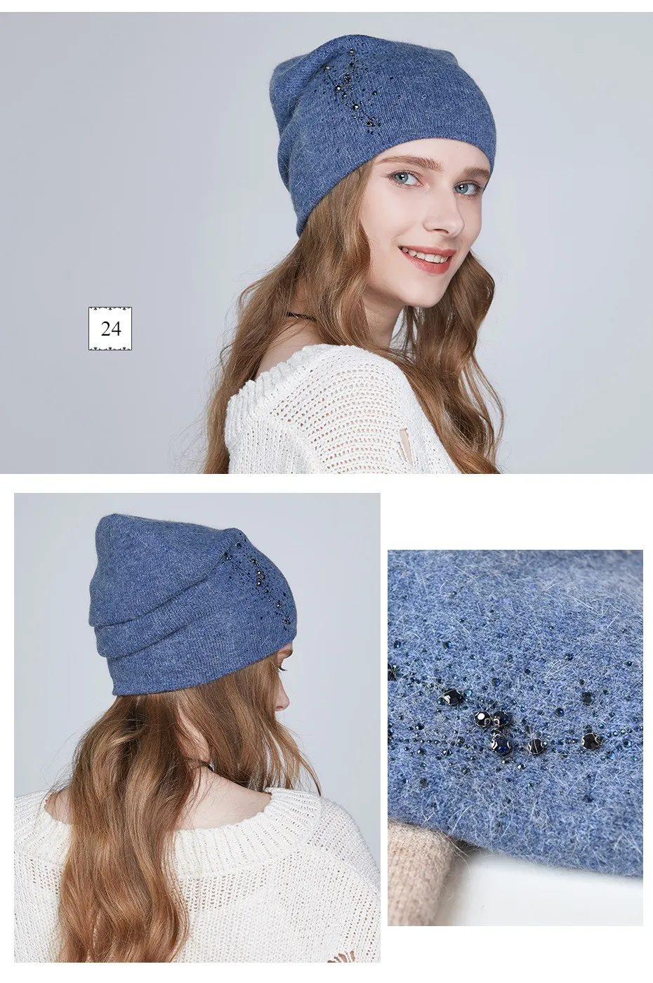 ENJOYFUR Wool Hat для зимние Для женщин мягкие теплые вязаные шапки для девочек двойной Слои женские шапочки Шапки