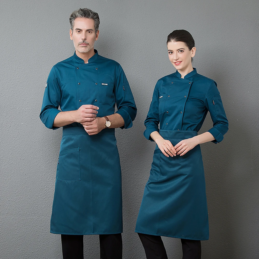 Шеф-повара Cuisinier кухонная рабочая одежда куртки с длинным рукавом двубортный Cocina Ресторан приготовления пищи Униформа еда обслуживание комбинезоны