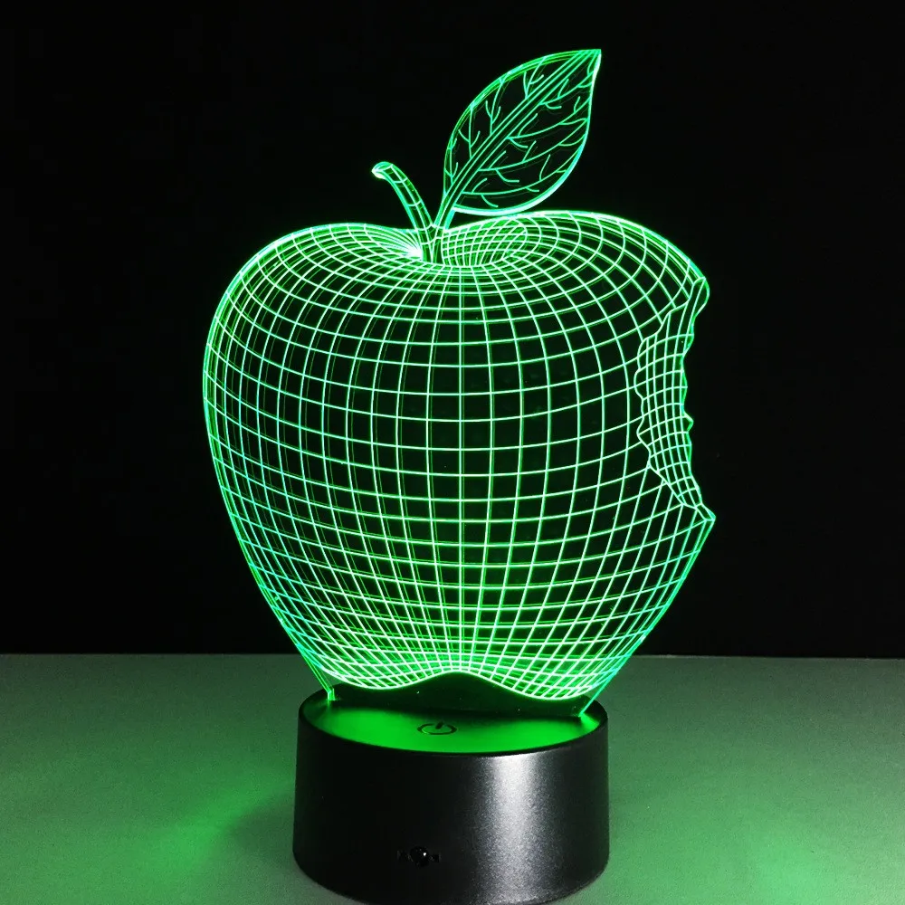 Apple Fruit Shape LED Night Light Novelty Lamp Changing Colors Xmas Home Decor Great Gift For