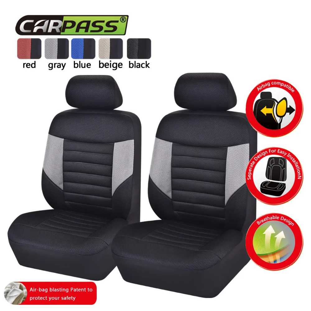CAR-PASS ( Front 2) Car Covers Universal Styling Black/Red/Blue/Gray/Beige  Auto Car Seat Cover Interior Accesso Car Seat Covers