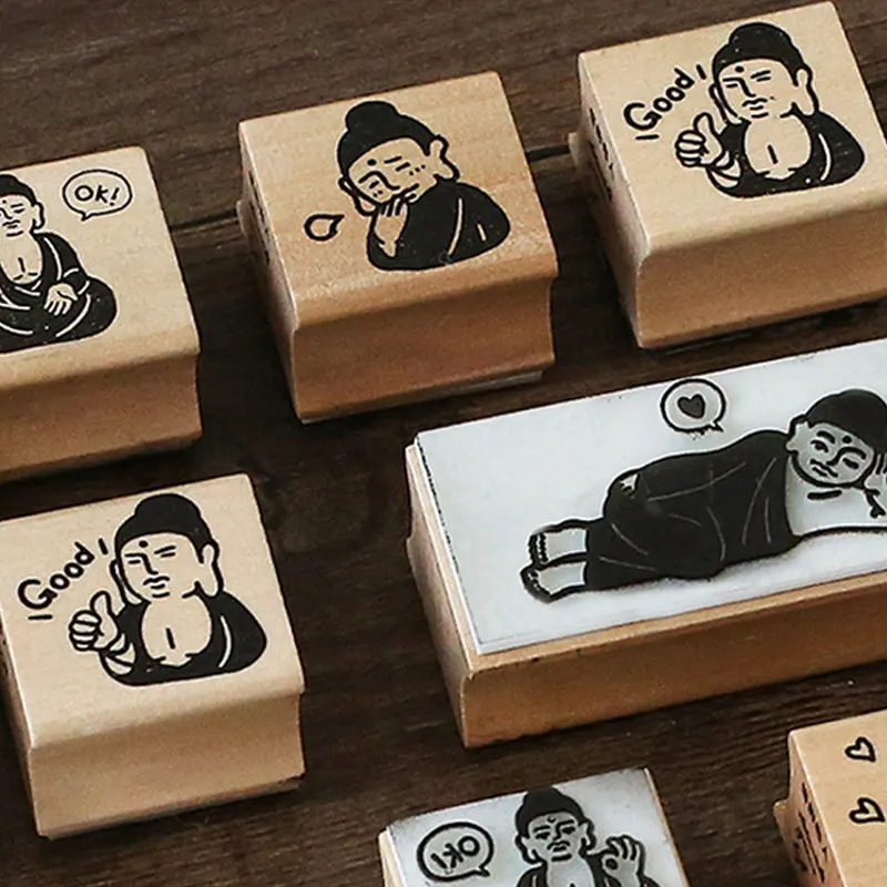 

1 pcs Buddha in the heart series wooden stamp diy Handmade decal stamps for scrapbooking diary diy stamps Photo Album Craft gift
