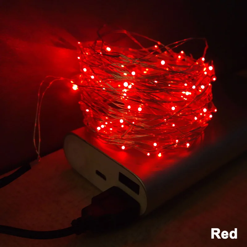 5/10 м светодиодный светильник-гирлянда с питанием от USB, медный провод, водонепроницаемый Сказочный ночной Светильник для нового года, Рождества, уличного украшения - Emitting Color: Red