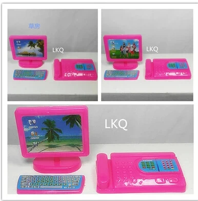 

Free Shipping,doll furniture Computer + fax machine accessories for Barbie Doll,girl play house
