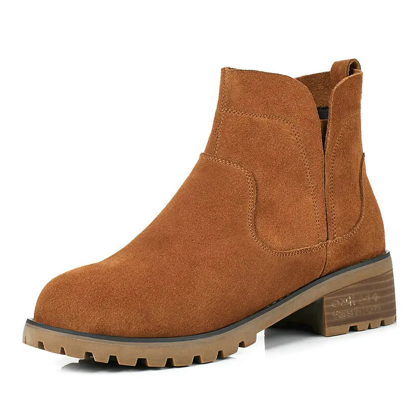 Nesimoo Tamaño Moda Western Punta Med Plaza 34 Redonda Ante Vaca 40 Botas Para La Otoño Forro Mujer Cómodo marrón 2018 Tacón Botines De Negro rAqrtWOHZ5