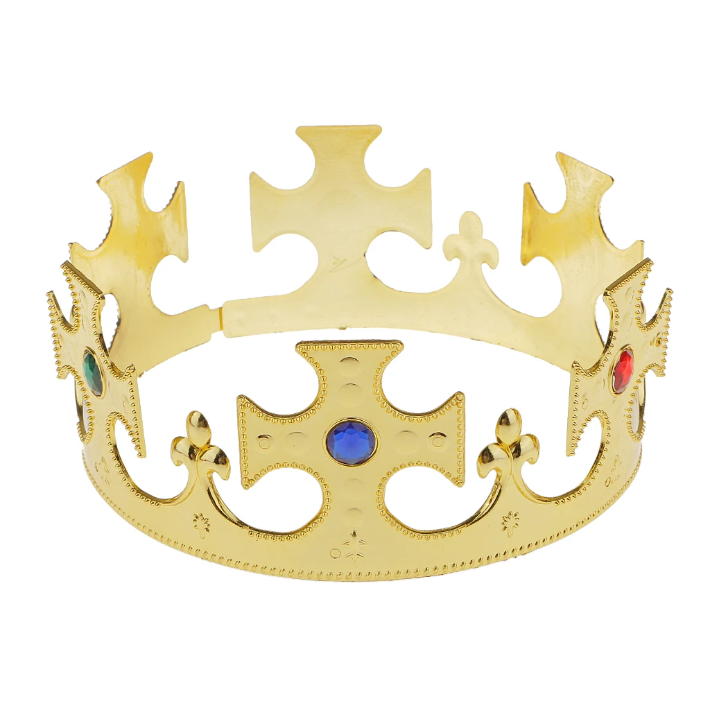 Prettyia Della Novità di Plastica Oro Re Queens Crown Royal Vestito Operato Del Partito Del Costume Cappello Copricapi Corona Fancy Dress Accessori