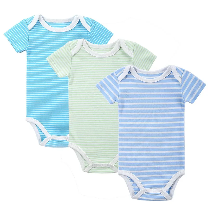 Бренд Baby Boy Bodysuits 3-Pack с коротким рукавом Джентльмен шаблон Bodysuits тела хлопок Комбинезон Детская одежда