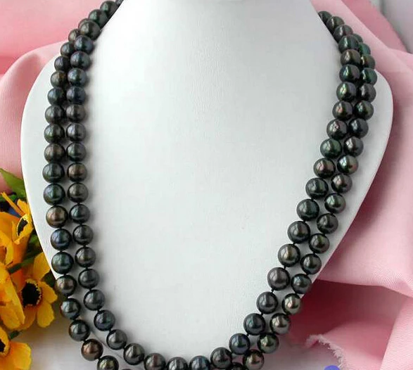 

Jewelr 004799 50" 11-12MM ROUND BLACK FRESHWATER CULTURED PEARL NECKLACE 14KGP