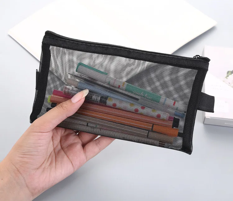 Студенческая Корейская экзаменационная Сумка-карандаш прозрачный цветной канцелярский мешок простой сетчатый zip file bag zero money bag