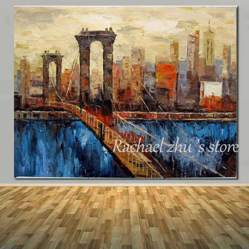 

100% Handmade Museum Quality Oil Painting on Canvas Art Abstract City Street Landscape Oil Painting Living Room Home Wall Decor