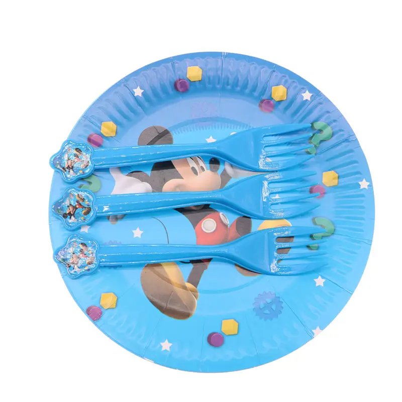 

PLAYGUYS 10Pcs/Lot Minnie Mickey Mouse And Kitty Disposable Forks Spoons Knives Birthday Party Decoration For Kids