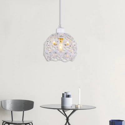 

Ever-Flower Metal Crystal Hollow Semi Pendant Light E26 / E27 Bulb Socket Max 60W Painted Finish