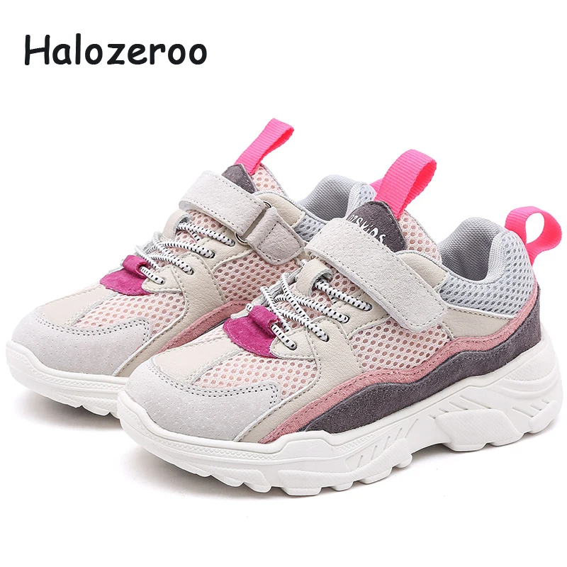 

Spring New Kids Genuine Leather Casual Shoes Baby Girls Black Fashion Shoes Children Mesh Sport Sneakers Boys Brand Shoes 2019