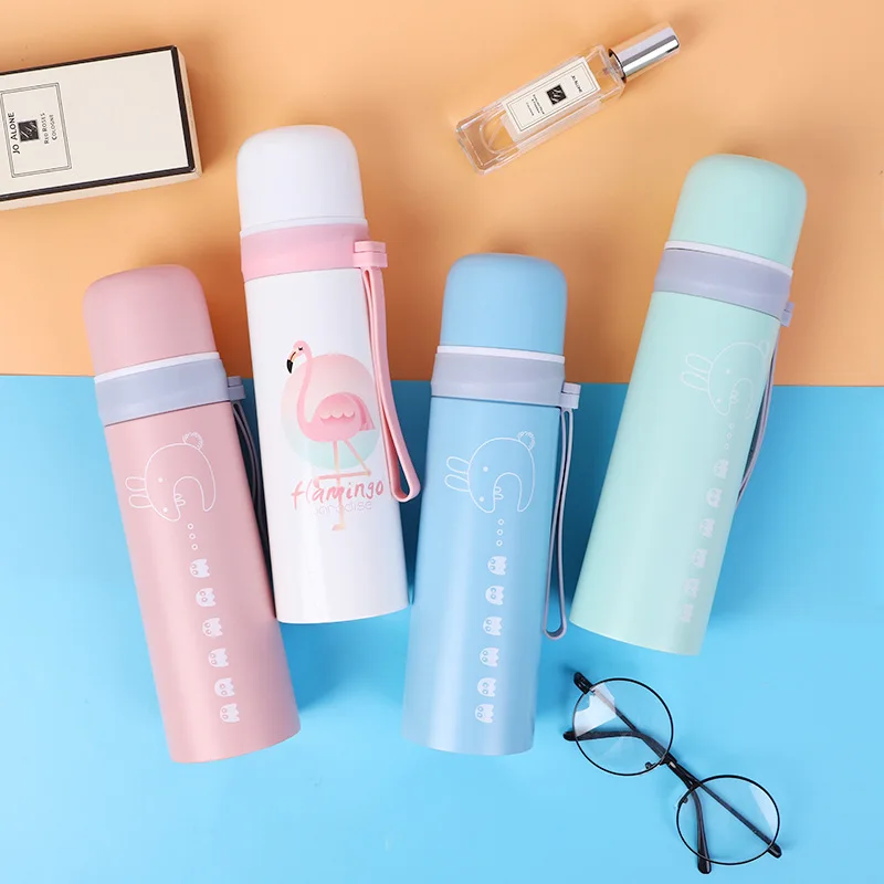 

Flamingo or Cactus Printed Stainless Steel Thermos Insulated Thermal Water Bottle for Tea, Coffee Travel Mug, a Termos Car Cup